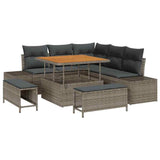 Set Divano da Giardino con cuscino 8 pcs Grigio Poly Rattan