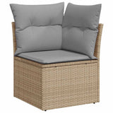Set Divano da Giardino con cuscino 9 pcs Beige Poly Rattan
