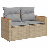 Set Divano da Giardino con cuscino 9 pcs Beige Poly Rattan