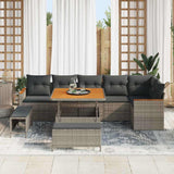 Set Divano da Giardino con cuscino 9 pcs Grigio Poly Rattan