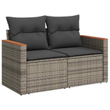 Set Divano da Giardino con cuscino 9 pcs Grigio Poly Rattan