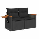 Set Divano da Giardino con cuscino 12 pcs Nero polyrattan