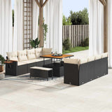 Set Divano da Giardino 12 pcs Nero e Crema polyrattan