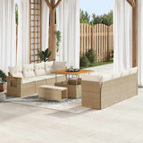 Set Divano da Giardino 12 pcs Beige e Crema polyrattan