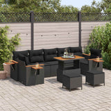 Set Divano da Giardino con cuscino 13 pcs Nero polyrattan