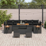 Set Divano da Giardino con cuscino 13 pcs Nero polyrattan
