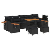 Set Divano da Giardino con cuscino 13 pcs Nero polyrattan