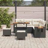 Set Divano da Giardino 9 pcs Nero e Crema polyrattan