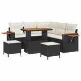 Set Divano da Giardino 9 pcs Nero e Crema polyrattan