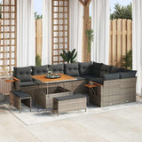 Set Divano da Giardino con cuscino 13 pcs Grigio polyrattan