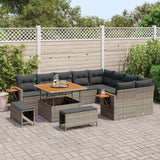 Set Divano da Giardino con cuscino 13 pcs Grigio polyrattan