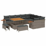 Set Divano da Giardino con cuscino 13 pcs Grigio polyrattan