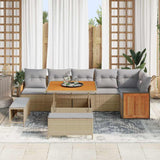 Set Divano da Giardino 11 pcs Beige e Grigio Chiaro polyrattan