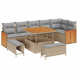 Set Divano da Giardino 11 pcs Beige e Grigio Chiaro polyrattan