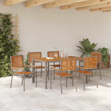 Set da Pranzo per Giardino 7 pcs Grigio e Marrone polyrattan