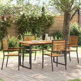 Set da Pranzo per Giardino 5 pcs Nero Legno di Acacia Massello