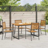 Set da Pranzo per Giardino 5 pcs Nero Legno di Acacia Massello