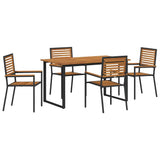 Set da Pranzo per Giardino 5 pcs Nero Legno di Acacia Massello