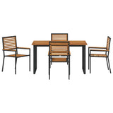 Set da Pranzo per Giardino 5 pcs Nero Legno di Acacia Massello
