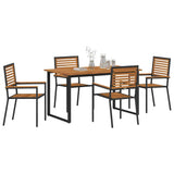 Set da Pranzo per Giardino 5 pcs Nero Legno di Acacia Massello