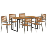 Set da Pranzo per Giardino 7 pcs Grigio