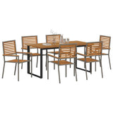 Set da Pranzo per Giardino 7 pcs Grigio