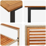 Set da Pranzo per Giardino 7 pcs Beige Legno di Acacia Massello
