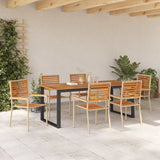 Set da Pranzo per Giardino 7 pcs Beige Legno di Acacia Massello