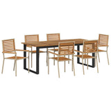 Set da Pranzo per Giardino 7 pcs Beige Legno di Acacia Massello