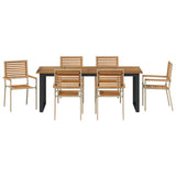 Set da Pranzo per Giardino 7 pcs Beige Legno di Acacia Massello