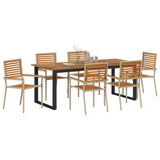 Set da Pranzo per Giardino 7 pcs Beige Legno di Acacia Massello