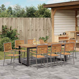 Set da Pranzo per Giardino 9 pcs Grigio
