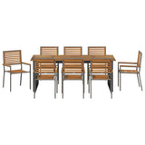 Set da Pranzo per Giardino 9 pcs Grigio