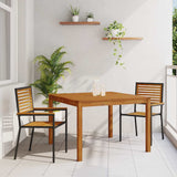 Set da Pranzo per Giardino 3 pcs Nero Legno di Acacia Massello