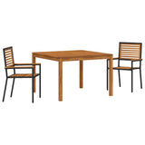Set da Pranzo per Giardino 3 pcs Nero Legno di Acacia Massello