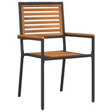 Set da Pranzo per Giardino 3 pcs Nero Legno di Acacia Massello