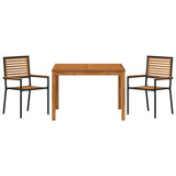 Set da Pranzo per Giardino 3 pcs Nero Legno di Acacia Massello