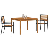 Set da Pranzo per Giardino 3 pcs Nero Legno di Acacia Massello