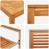 Set da Pranzo per Giardino 5 pcs Beige Legno di Acacia Massello