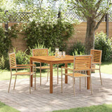 Set da Pranzo per Giardino 5 pcs Beige Legno di Acacia Massello