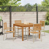 Set da Pranzo per Giardino 5 pcs Beige Legno di Acacia Massello