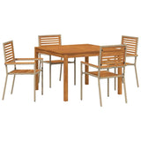Set da Pranzo per Giardino 5 pcs Beige Legno di Acacia Massello