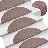 Tappetini per scale autoadesivi 30 pz 65x21x4 cm Marrone Chiaro semicircolari grandi