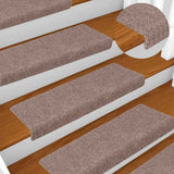 Tappetini per scale autoadesivi 30 pz 65x21x4 cm Marrone Chiaro Bordo rettangolare