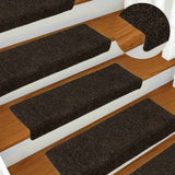 Tappetini per scale autoadesivi 30 pz 65x21x4 cm marrone scuro bordo rettangolare