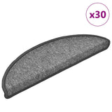 Tappetini per scale 30 pz 56x17x3 cm Grigio scuro Semicircolari