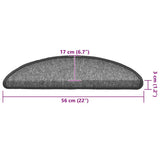 Tappetini per scale 30 pz 56x17x3 cm Grigio scuro Semicircolari