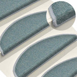 Tappetini per scale 30 pz 56x17x3 cm Blu mare Semicircolari