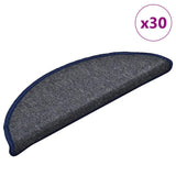 Tappetini per scale 30 pz 56x17x3 cm Grigio scuro e blu semicircolari