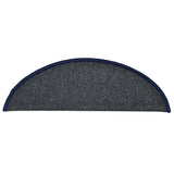 Tappetini per scale 30 pz 56x17x3 cm Grigio scuro e blu semicircolari